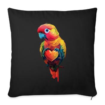 Parrot - Sofa pillowcase 17,3'' x 17,3'' (45 x 45 cm) - black - Front