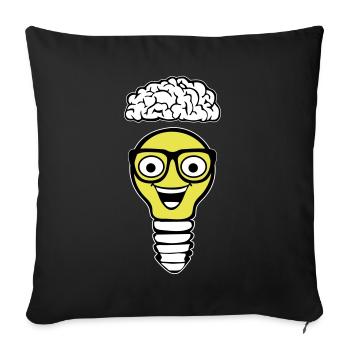 Ampoule nerd et cerveau - Housse de coussin décorative 45 x 45 cm - noir - Devant