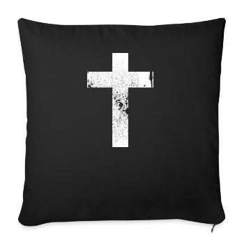 Cross Grunge White - Sofa pillowcase 17,3'' x 17,3'' (45 x 45 cm) - black - Front