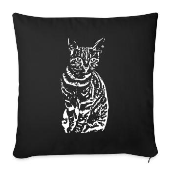 Cat ,Kitten white - Sofa pillowcase 17,3'' x 17,3'' (45 x 45 cm) - black - Front
