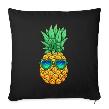 Pineapple with sunglasses - Sofa pillowcase 17,3'' x 17,3'' (45 x 45 cm) - black - Front