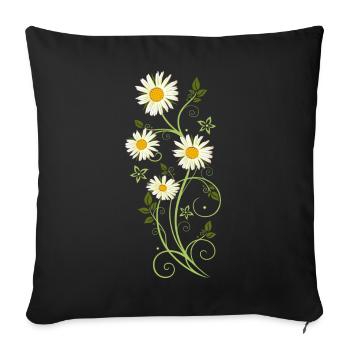 Filigree tendril with marguerites - Sofa pillowcase 17,3'' x 17,3'' (45 x 45 cm) - black - Front