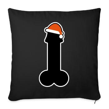 Joyeux Noël avec pénis et Cap - Housse de coussin décorative 45 x 45 cm - noir - Devant