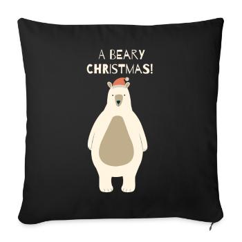 Beary Christmas Bear with Santa Hat - Sofa pillowcase 17,3'' x 17,3'' (45 x 45 cm) - black - Front