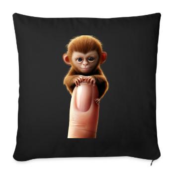 Finger monkey on the finger - Sofa pillowcase 17,3'' x 17,3'' (45 x 45 cm) - black - Front