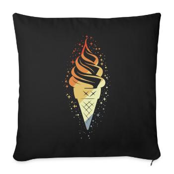 Cornet de crème glacée vintage - Housse de coussin décorative 45 x 45 cm - noir - Devant