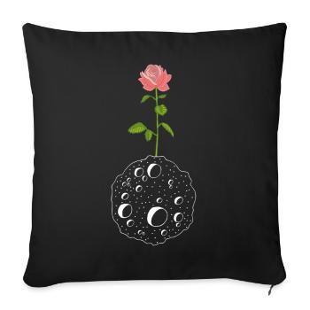 La fleur et la planète blanche - Housse de coussin décorative 45 x 45 cm - noir - Devant