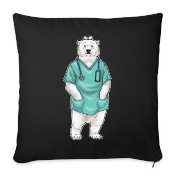 Eisbär Arzt Stethoskop - Sofakissenbezug 45 x 45 cm - Schwarz - Vorne