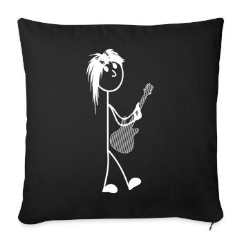 Bonhomme allumette avec guitare - Housse de coussin décorative 45 x 45 cm - noir - Devant