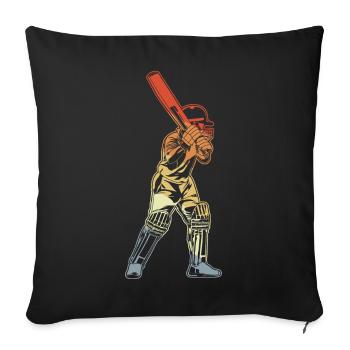 Retro Cricket Batter - Sofa pillowcase 17,3'' x 17,3'' (45 x 45 cm) - black - Front