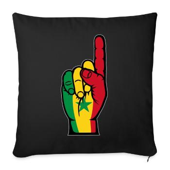 Senegal Flag Hand - Sofa pillowcase 17,3'' x 17,3'' (45 x 45 cm) - black - Front