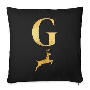 Letter g golden deer - gift idea - Sofa pillowcase 17,3'' x 17,3'' (45 x 45 cm) - black - Front