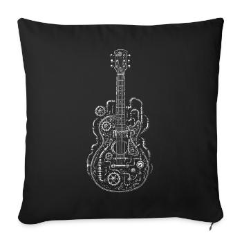 Steampunk Guitar Geared Ornament - Sofa pillowcase 17,3'' x 17,3'' (45 x 45 cm) - black - Front