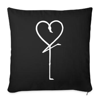 Flamant rose en forme de cœur Oiseau d’eau amoureux - Housse de coussin décorative 45 x 45 cm - noir - Devant