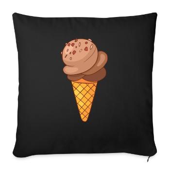 Crème glacée, crème glacée, crème glacée, crème glacée, boule, crème glacée, sundae - Housse de coussin décorative 45 x 45 cm - noir - Devant