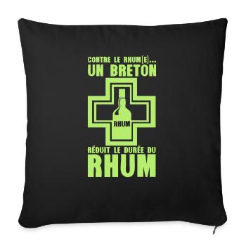 breton reduit duree rhum pharmacie alcool humour v - Housse de coussin décorative 45 x 45 cm - noir - Devant