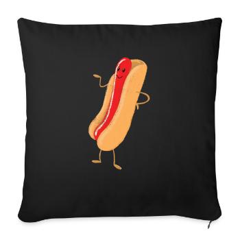cute human hot dog - Sofa pillowcase 17,3'' x 17,3'' (45 x 45 cm) - black - Front