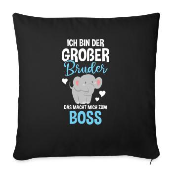Großer Bruder Ich Bin Der Boss - Elefant - Sofakissenbezug 45 x 45 cm - Schwarz - Vorne