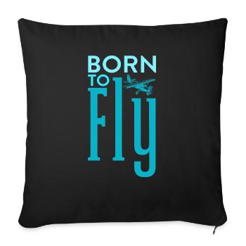 Né pour pilote d’aviation - Housse de coussin décorative 45 x 45 cm - noir - Devant