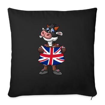 Éventail de vache anglais - Housse de coussin décorative 45 x 45 cm - noir - Devant