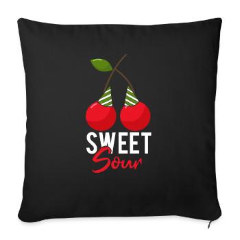 Sour cherries twin siblings design - Housse de coussin décorative 45 x 45 cm - noir - Devant