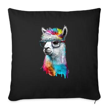 Alpaca Llama Head Nerd Glasses - Sofa pillowcase 17,3'' x 17,3'' (45 x 45 cm) - black - Front