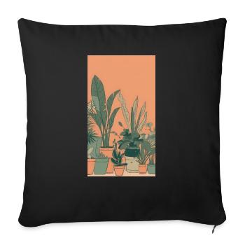 Houseplants in an orange ambience - Sofa pillowcase 17,3'' x 17,3'' (45 x 45 cm) - black - Front