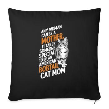 Katze American Bobtail Geschenk - Sofakissenbezug 45 x 45 cm - Schwarz - Vorne