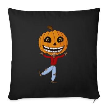 Cartoon pumpkin scarecrow Halloween - Sofa pillowcase 17,3'' x 17,3'' (45 x 45 cm) - black - Front