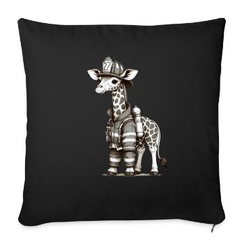 Pompier girafe mignon - Housse de coussin décorative 45 x 45 cm - noir - Devant