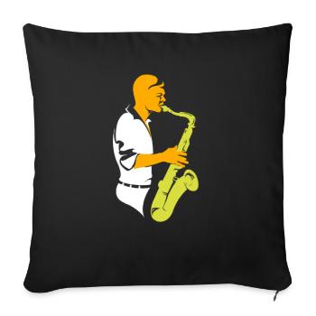 musique jazz musicien de jazz trompette saxophone cadeau - Housse de coussin décorative 45 x 45 cm - noir - Devant