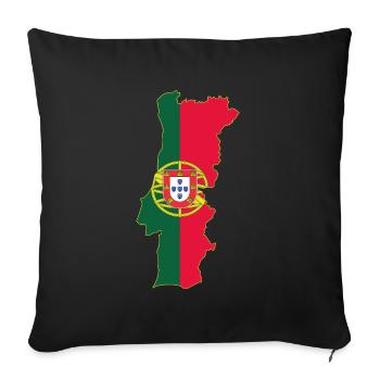 Drapeau et carte du Portugal - Housse de coussin décorative 45 x 45 cm - noir - Devant