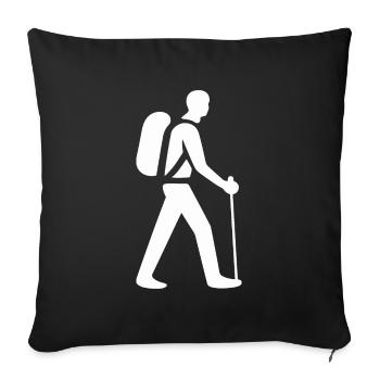 Randonné humour marche nordique - Housse de coussin décorative 45 x 45 cm - noir - Devant