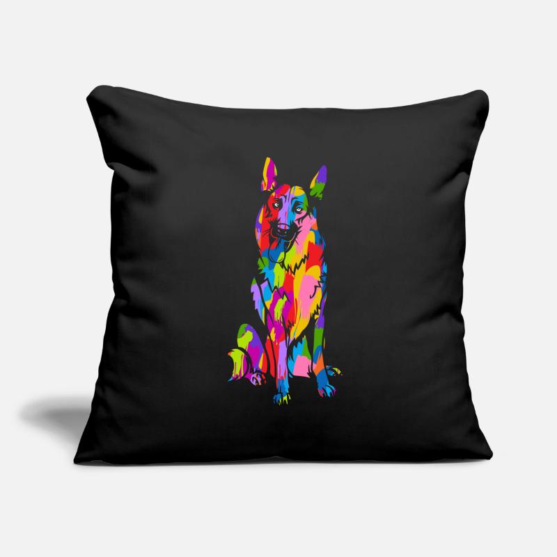 Deutscher Schäferhund Bunt Retro Regenbogen Retro Sofakissenbezug 45 x 45 cm