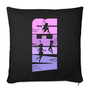 Feen 4. Geburtstag 4 Jahre alt Mädchen Fee - Sofakissenbezug 45 x 45 cm - Schwarz - Vorne
