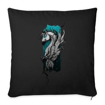 Celestial Steed: Winged Horse Soaring - Sofa pillowcase 17,3'' x 17,3'' (45 x 45 cm) - black - Front