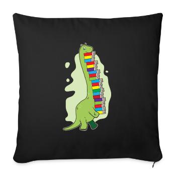 Idée de cadeau de Dino de Bookworm mignon de livre de lecture de dinosaure - Housse de coussin décorative 45 x 45 cm - noir - Devant