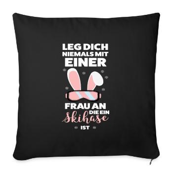 Skihase Apres Ski Skifahrer Geschenk - Sofakissenbezug 45 x 45 cm - Schwarz - Vorne
