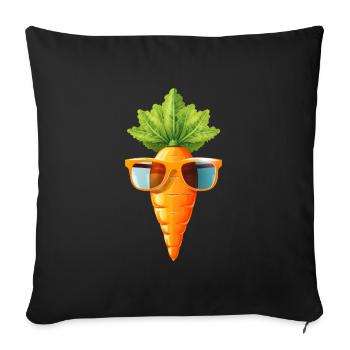 Cool carrot with sunglasses - Charming vegetables - Sofa pillowcase 17,3'' x 17,3'' (45 x 45 cm) - black - Front