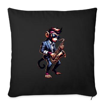 Cool Monkey Saxophone Jazz Music Chimpanzee - Sofa pillowcase 17,3'' x 17,3'' (45 x 45 cm) - black - Front