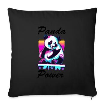 Panda / Animal / Zoo / Bamboo / Wild / Childlike - Sofa pillowcase 17,3'' x 17,3'' (45 x 45 cm) - black - Front