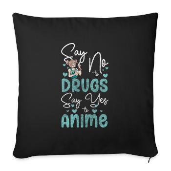 Anime Comic Senpai Waifu - Sofa pillowcase 17,3'' x 17,3'' (45 x 45 cm) - black - Front