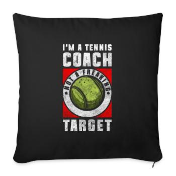Terrain d’entraînement de balle de tennis - Housse de coussin décorative 45 x 45 cm - noir - Devant
