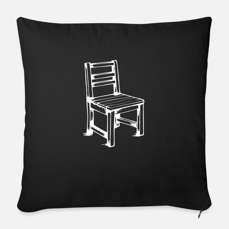Stuhl Holz Hand gezeichnet - Sofakissenbezug 45 x 45 cm - Schwarz
