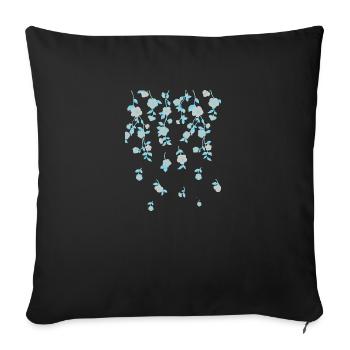 Fleurs, aquarelle, peinture, aquarelle, bleu - Housse de coussin décorative 45 x 45 cm - noir - Devant