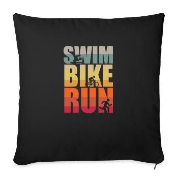 Triathlon Schwimmen Radfahren Laufen Sport - Sofakissenbezug 45 x 45 cm - Schwarz - Vorne