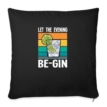 Gin - Gin Cocktail Gin Trinker Cadeau - Housse de coussin décorative 45 x 45 cm - noir - Devant