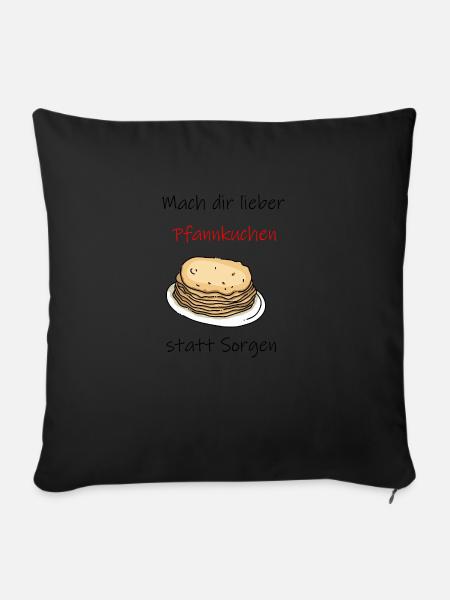 Pfannkuchen statt sorgen - Sofakissenbezug 45 x 45 cm - Schwarz