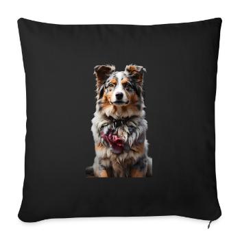 Australian Shepherd Schäferhund - Sofa pillowcase 17,3'' x 17,3'' (45 x 45 cm) - black - Front