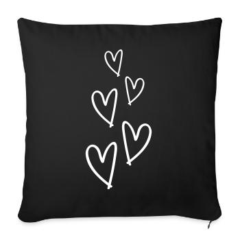 Symbole de l’amour des cœurs - Housse de coussin décorative 45 x 45 cm - noir - Devant